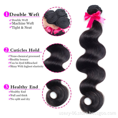 Usexy Wholesale Brazilian Hair Bundles Body Wave Human Hair Weave Bundles With Swiss Lace Frontal